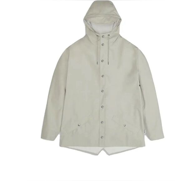 NWT RAINS Unisex Long Rain Jacket Color Cement Tan Raincoat - Size Large - Picture 5 of 5